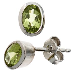 Ohrstecker Stecker mit echtem Peridot grün 925 Silber oval Ohrschmuck