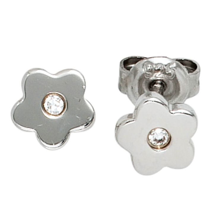 Ohrstecker Blumen 925 Silber mit Zirkonia