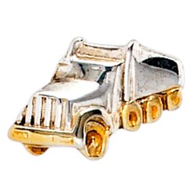 Einzelohrstecker Ohrstecker Ohrschmuck LKW aus 925 Silber teilvergoldet