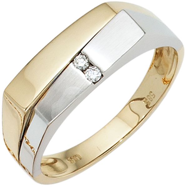 Ring mit 2 Brillanten 585 Gelbgold Weißgold