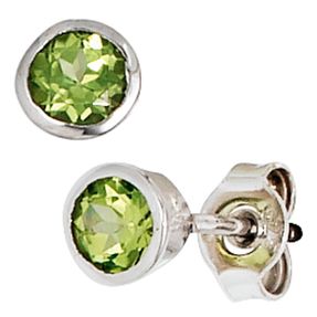 Ohrstecker Stecker mit Peridot grün 925 Silber rhodiniert Ohrschmuck