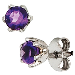 Ohrstecker Stecker Amethyst lila violett 925 Silber rhodiniert Damen Ohrstecker Stecker Amethyst lila violett 925 Silber rhodiniert Damen