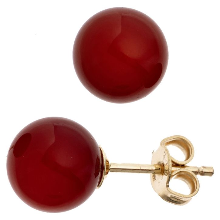 Ohrstecker mit Karneol rot-braun 333 Gold