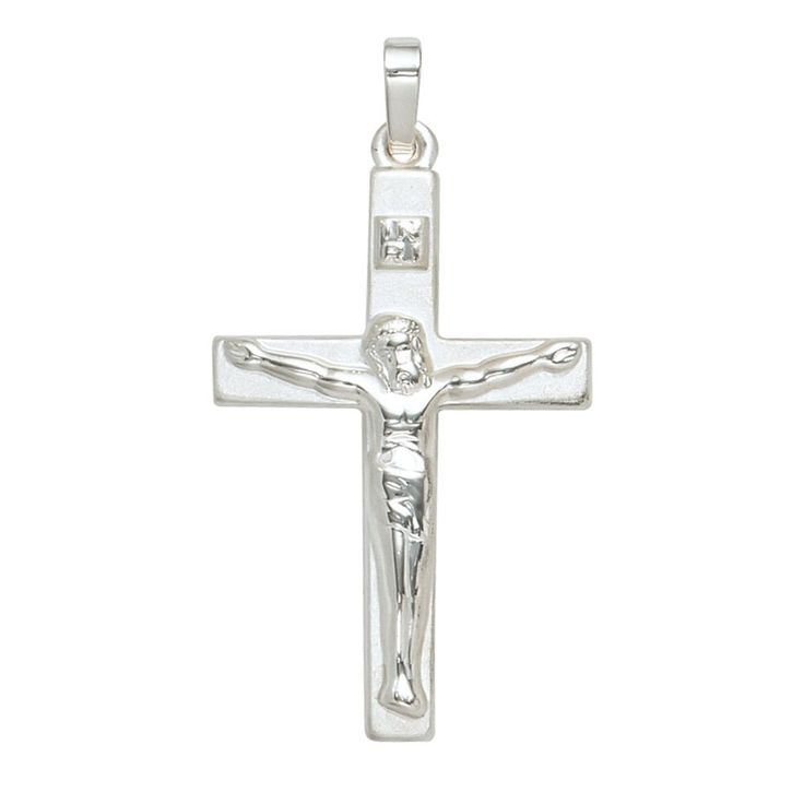 Anhänger Kreuz 925 Silber teilmattiert