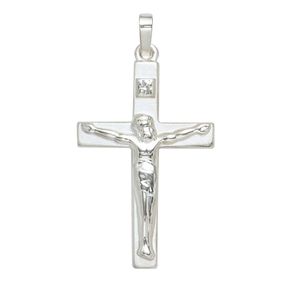 Anhänger Halsschmuck Kreuz 925 Silber Sterlingsilber teilmattiert