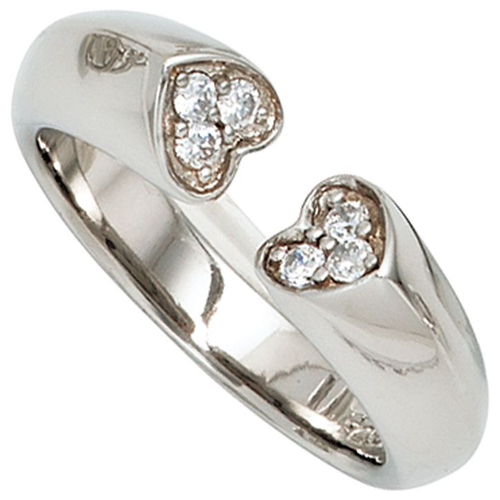 Ring Herzen 925 Silber aus 6 Zirkonia