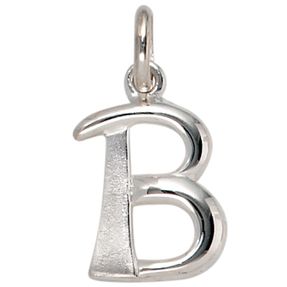 Anhänger Buchstabe B aus echtem 925 Silber glänzend teilmattiert Unisex