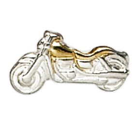 Einzel-Ohrstecker Stecker Motorrad Bike 925 Silber teilvergoldet Herren