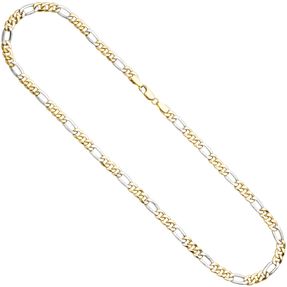 5,7mm Figarokette Collier Kette 333 Gold Gelbgold Weißgold, 45cm Damen