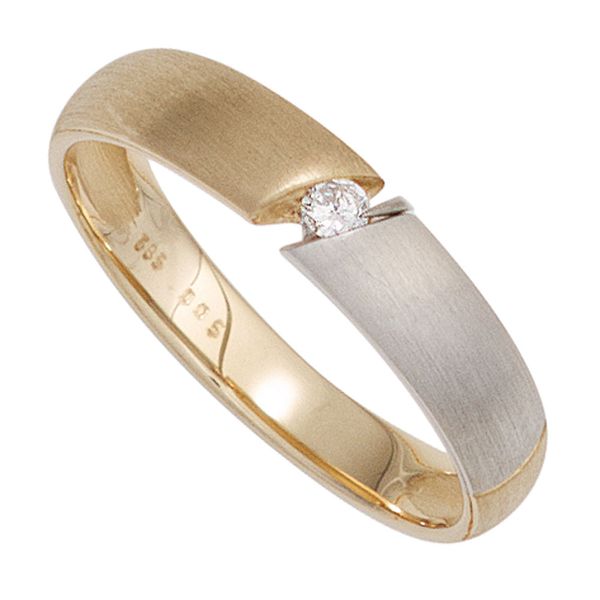 Ring mit Brillant 585 Gelbgold matt