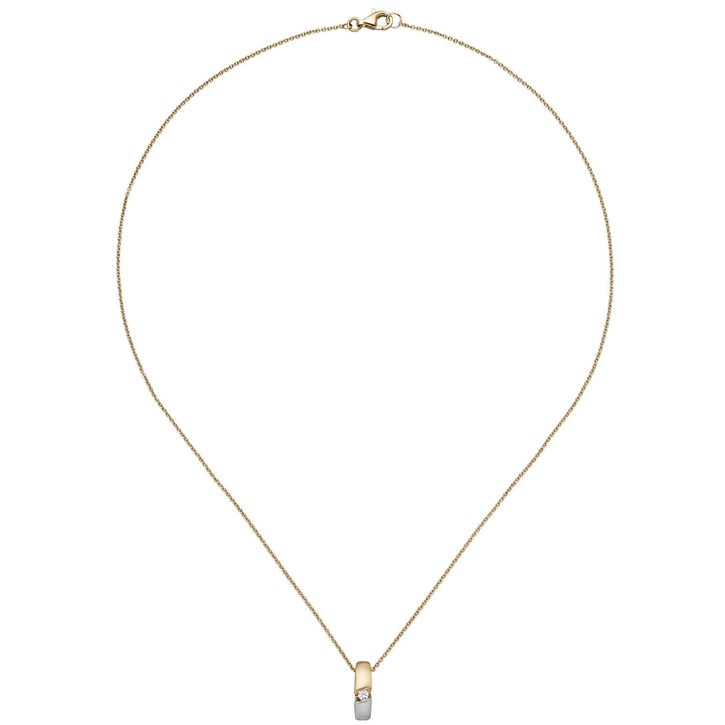 Collier Anhänger mit Brillant 585 Gelbgold 43cm