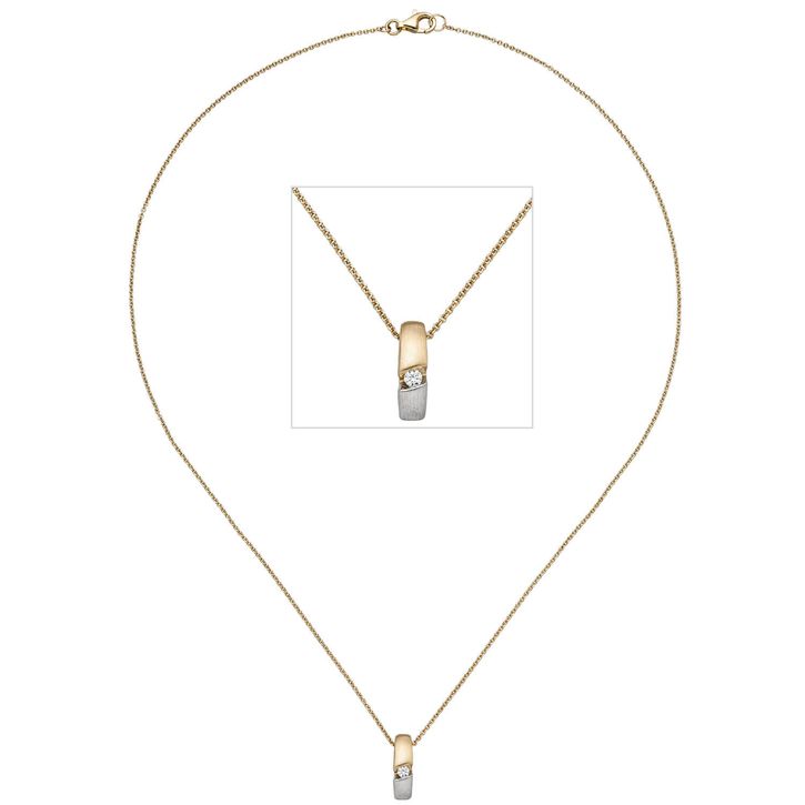 Collier Anhänger mit Brillant 585 Gelbgold 43cm