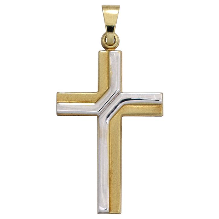 Anhänger Kreuz 27,4mm 333 Gelbgold zweifarbig