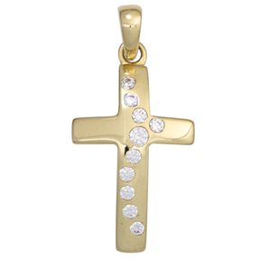 Anhänger Goldkreuz 20,1mm Kreuz 333 Gold Gelbgold weiße Zirkonia Damen