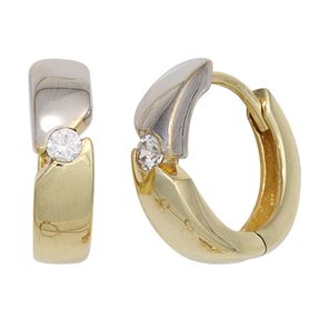 Ohrringe Creolen 13mm aus 333 Gold Gelbgold mit Zirkonia weiß Ohrschmuck Damen