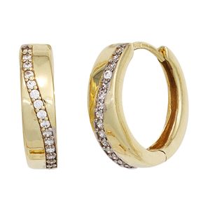 Ohrringe Creolen 15,4mm mit Zirkonia weiß 333 Gold Gelbgold Ohrschmuck Damen