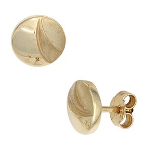 Ohrstecker Ohrringe 7,9mm rund 333 Gold Gelbgold teilmatt Ohrschmuck Damen