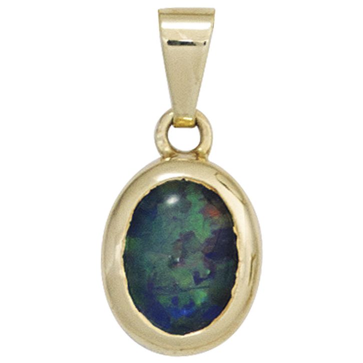 Anhänger mit Opal grün-blau 585 Gelbgold