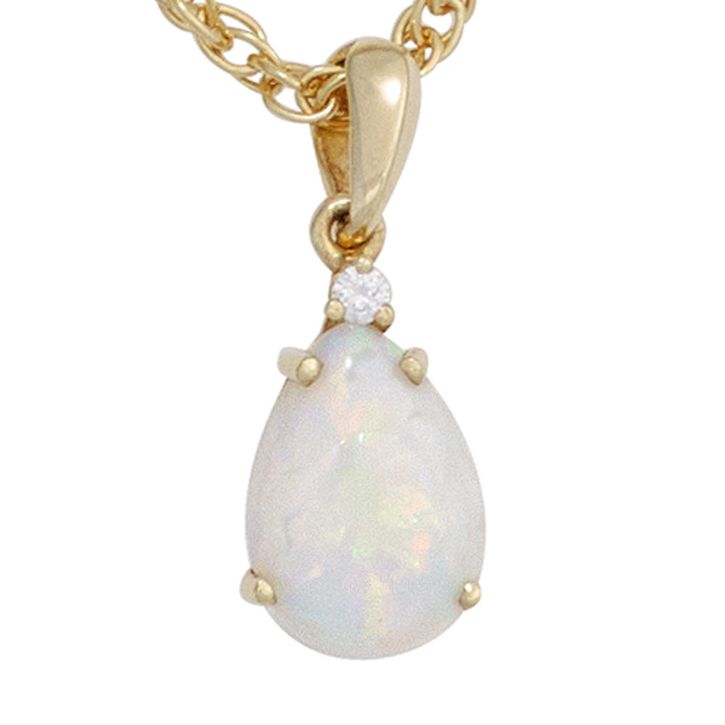 Anhänger mit Opal Tropfen und Brillant 585 Gelbgold