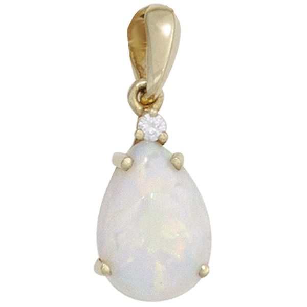 Anhänger mit Opal Tropfen und Brillant 585 Gelbgold