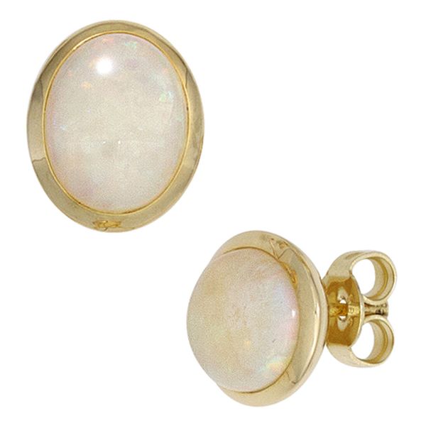 Ohrstecker mit Opal oval 585 Gelbgold