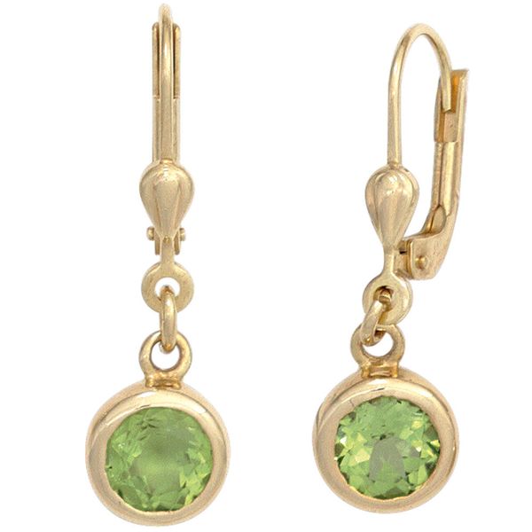 Ohrhänger mit Peridot rund 585 Gelbgold