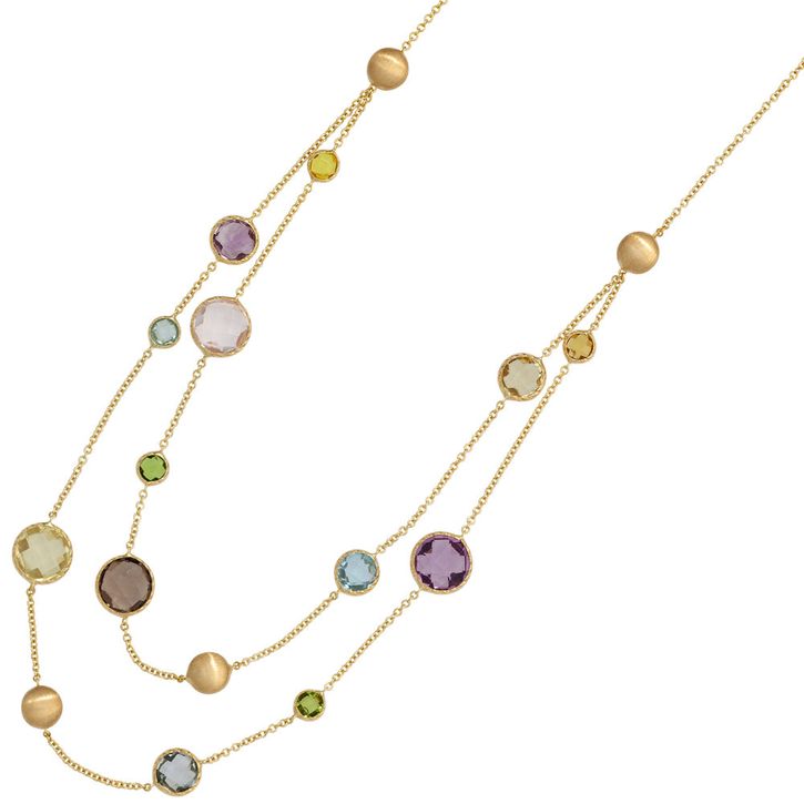 Collier Rauchquarz Amethyst Citrin Peridot Quarz 585 Gold 45cm