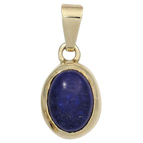 Anhänger mit Lapis-Lazuli blau dunkelblau oval 585 Gold Gelbgold Damen