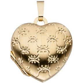 Medaillon Anhänger zum Öffnen Amulett Herz 333 Gold Gelbgold mattiert Damen