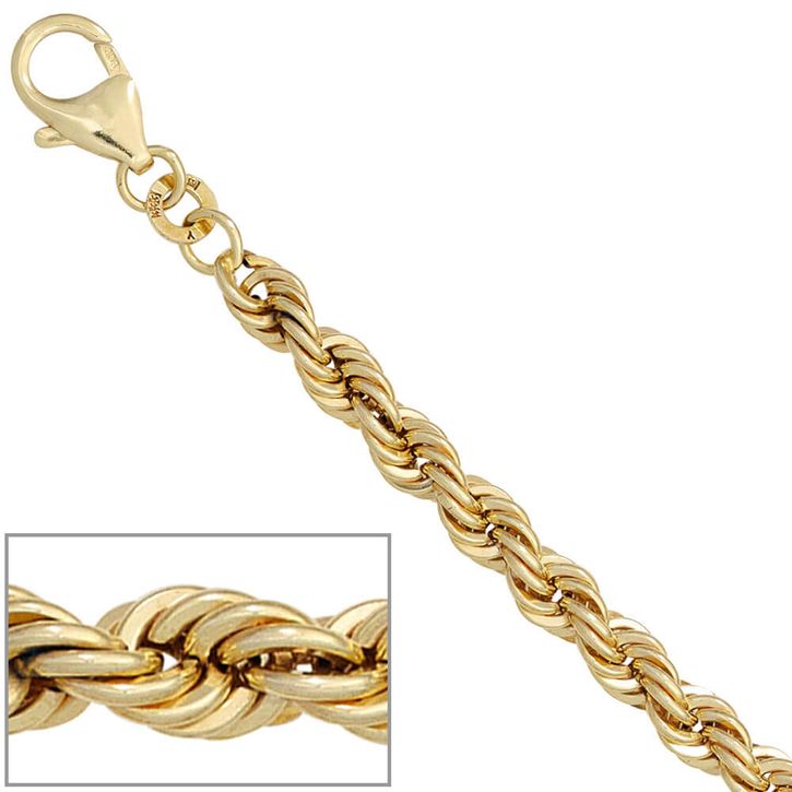 4,9mm Kordelarmband aus 585 Gelbgold 19cm