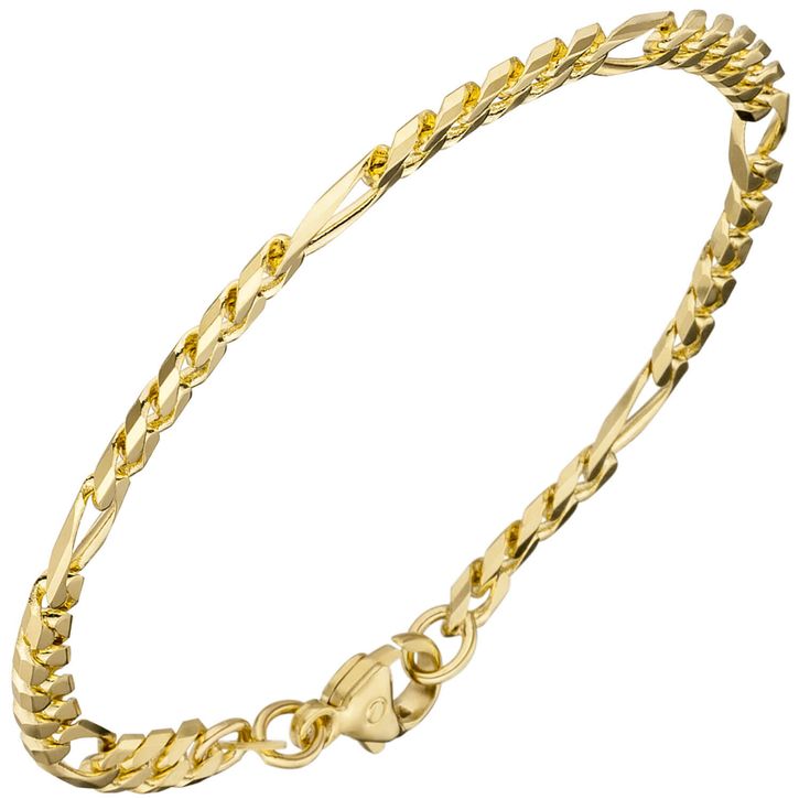 4,4mm Figaroarmband aus 585 Gelbgold 18,7cm