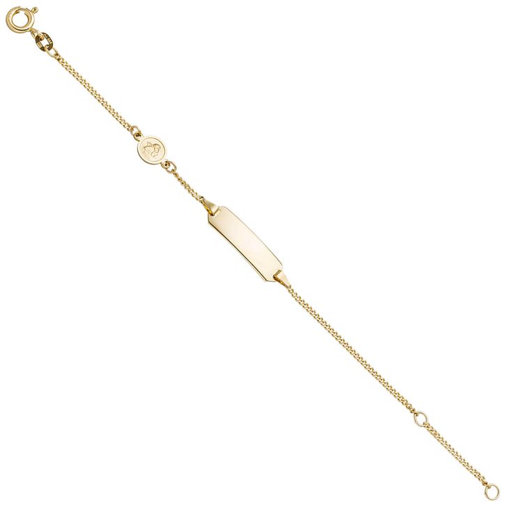 Schildband mit Engel 585 Gelbgold 14cm