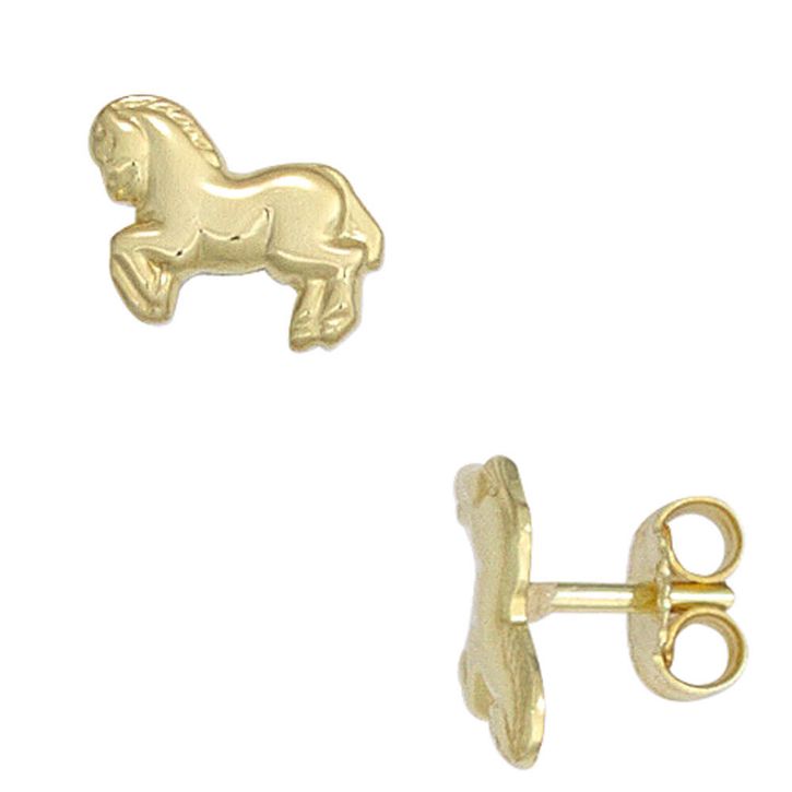 Ohrstecker Pferd Pony aus 333 Gelbgold