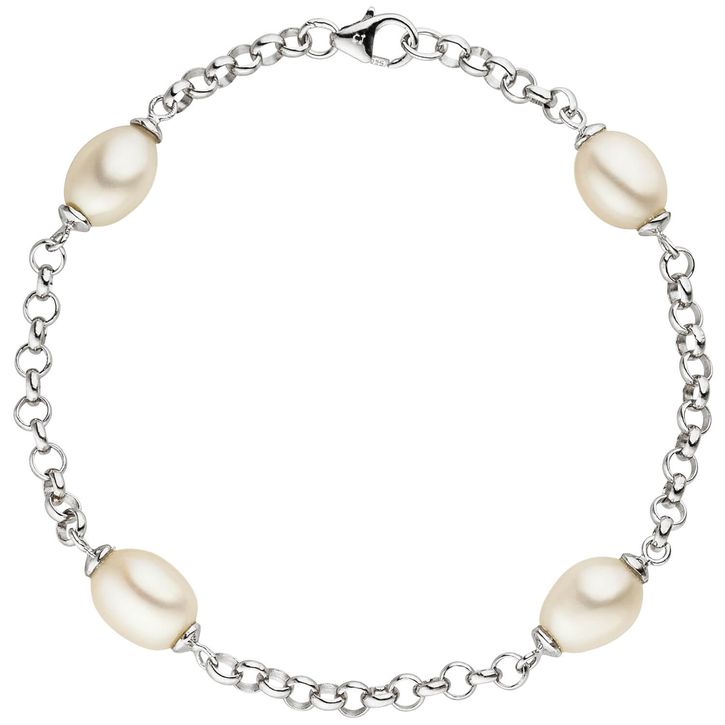 Armband Süßwasser Perlen 925 Silber 19cm