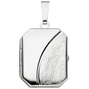 Anhänger zum Öffnen Medaillon Amulett 925 Silber eckig teileismatt Unisex