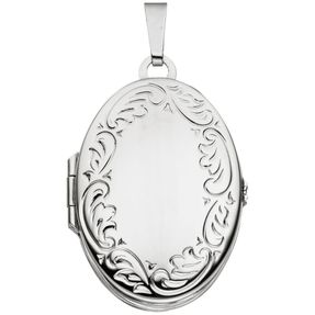 Anhänger zum Öffnen Medaillon Muster am Rand 925 Silber oval Unisex Amulett