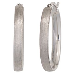 Creolen 27,2mm Ohrringe 925 Silber glänzend oval mattiert Ohrschmuck Damen