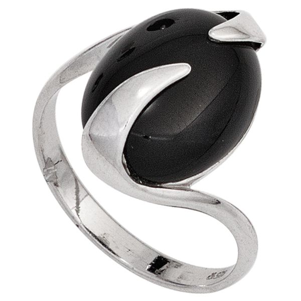 Ring aus 925 Silber mit Onyx oval glatt