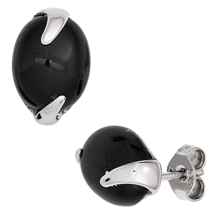 Ohrstecker aus 925 Silber mit Onyx oval