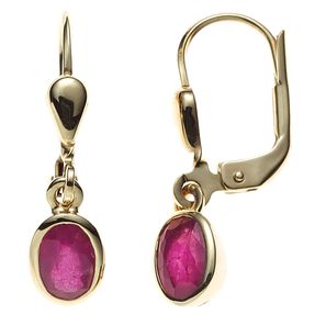 Boutons Ohrringe Ohrhänger mit Rubin aus 585 Gelbgold oval rot Damen