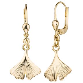 Boutons Ginko 375 Gold Gelbgold Ohrringe Ohrhänger Goldohrringe Damen