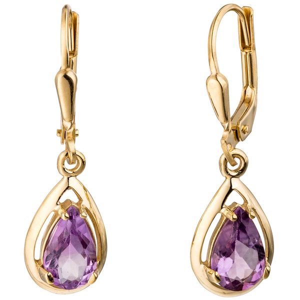 Ohrhänger Amethyst Tropfen spitzoval 333 Gold