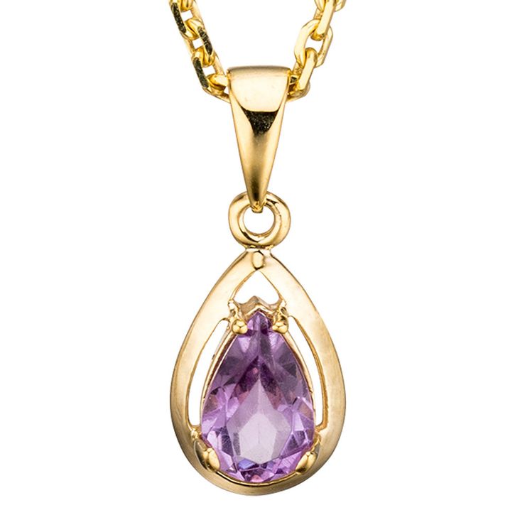 Anhänger Amethyst hellviolett Tropfen 333 Gold