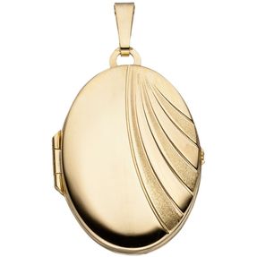 Medaillon Anhänger aus 333 Gold Gelbgold teilmattiert Amulett Damen