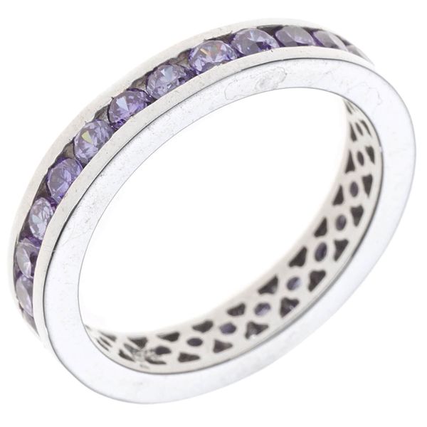 Memoryring aus 925 Silber mit Zirkonia hellviolett