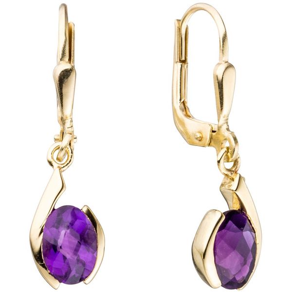 Ohrhänger mit Amethyst 333 Gelbgold