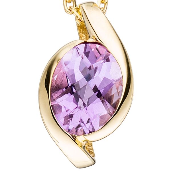 Anhänger mit Amethyst oval 333 Gelbgold