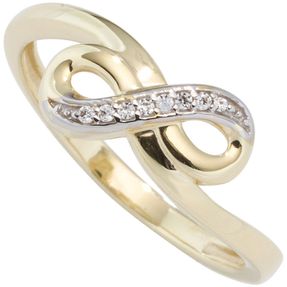 Ring Damenring Goldring Unendlichkeit Ziffer Acht 8 mit Zirkonia 333 Gelbgold