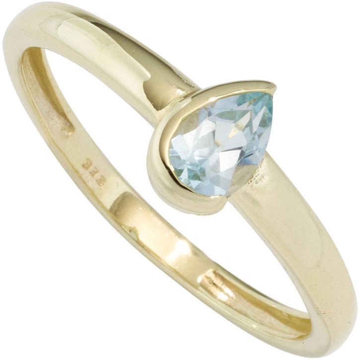 Ring mit Blautopas Tropfen 333 Gelbgold