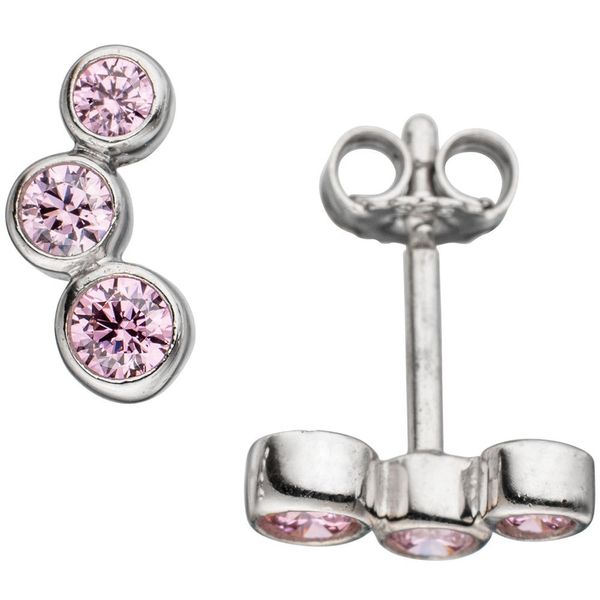 Ohrstecker mit Zirkonia pink 925 Silber